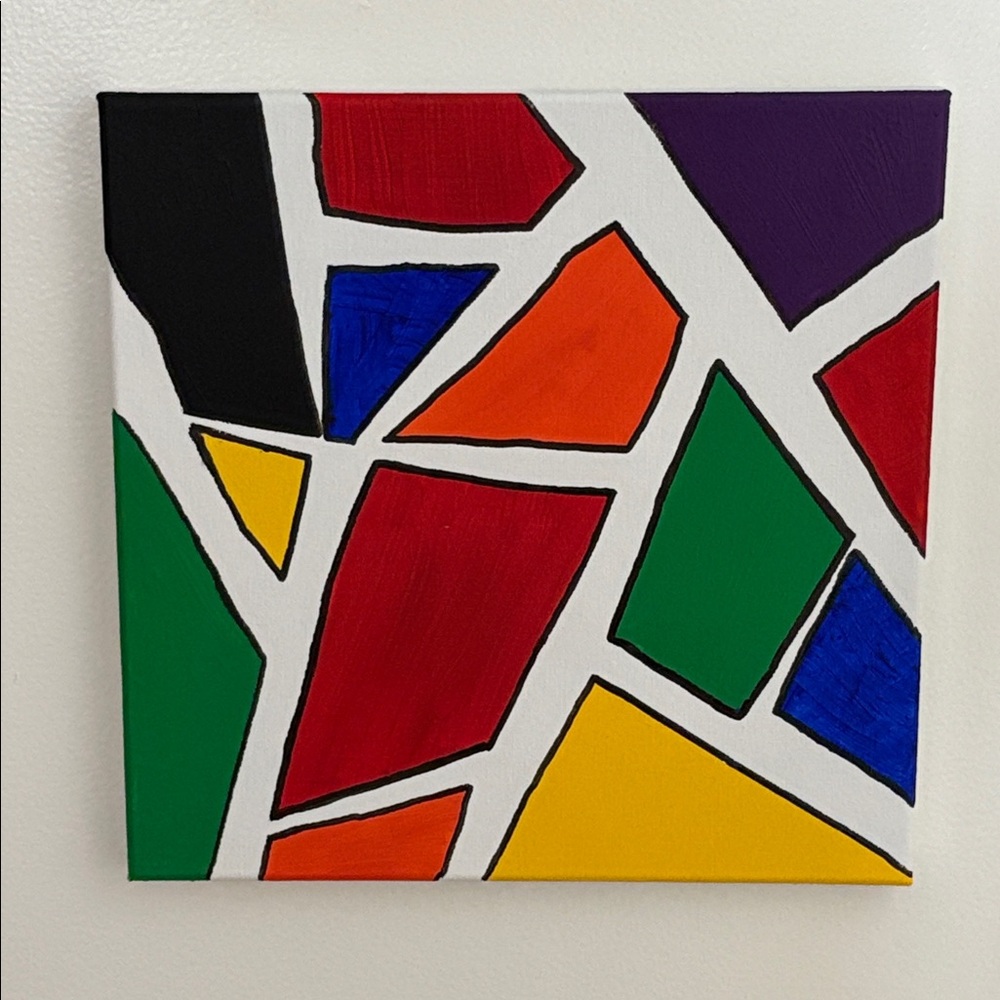 Abstract Geometric Acrylic Painting Canvas Art - Multicolor
